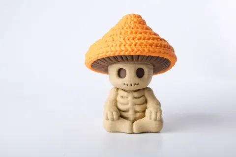 Crochet Mushroom Skeleton — 3D printed gothic figurine