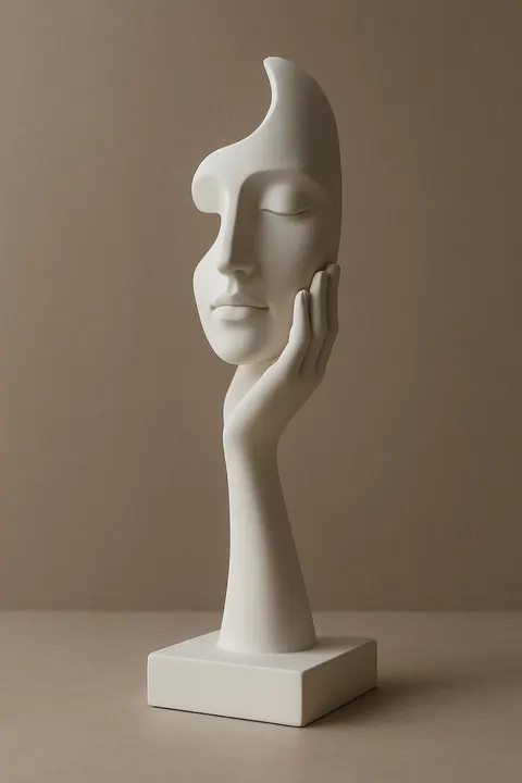 Crystal Arm And Head — 3D printed face sculpture