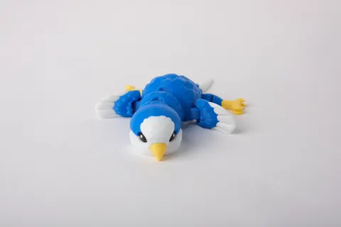 Cute Blue Parrot Flexi Toy Articulated Kawaii Bird — 3D printed flexi animal