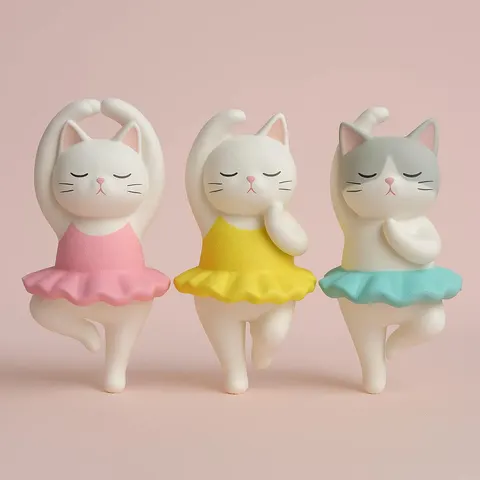 Cute Cat Yoga — 3D printed cat figurine