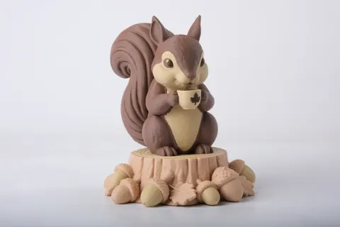 Cute Cozy Squirrel Holding a Cup — 3D printed animal figurine