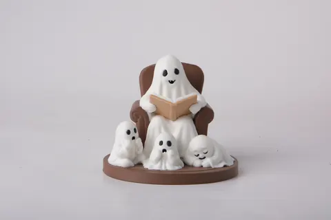 Cute Ghost Family Storytime Figurine — 3D printed gothic figurine
