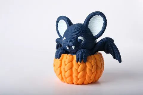 Cute Knitted Bat in Pumpkin — 3D printed gothic figurine