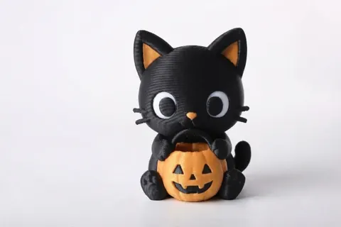Cute Pumpkin Cat Figurine — 3D printed cat figurine