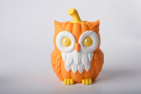 Cute Pumpkin Owl Figurine — 3D printed animal figurine