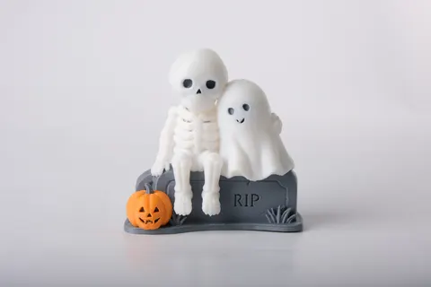 Cute Skeleton & Ghost — 3D printed gothic figurine