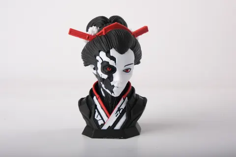 Cyberpunk Zombie Geisha — 3D printed bust sculpture