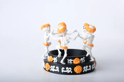 Dancing Skeletons Candle Holder — 3D printed desk organizer
