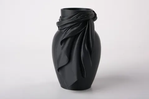 Draped Fabric Vase with Sculptural Fold Detail — 3D printed geometric vase