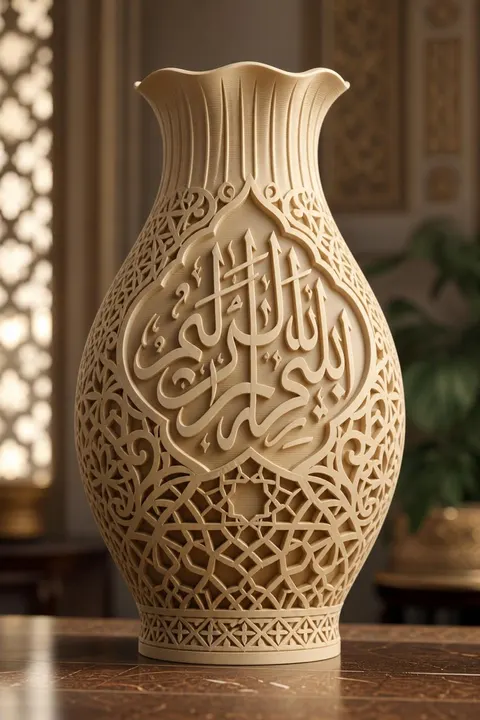 Elegant Arabian Vase with Intricate Patterns — 3D printed geometric vase