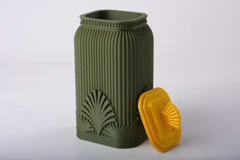 Elegant Art Deco Storage Jar with a Lid — 3D printed botanical vase