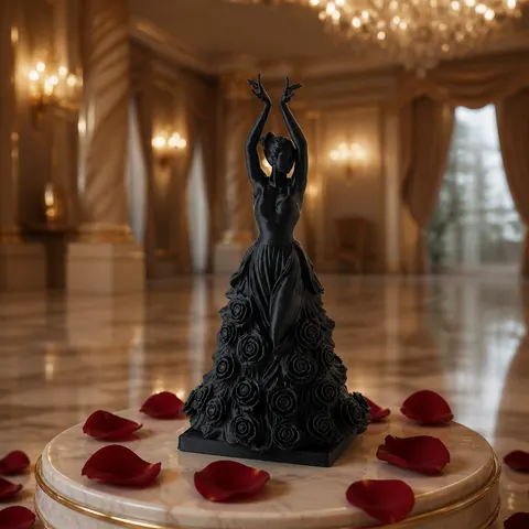 Elegant Dancer in Rose Dress Sculpture — 3D printed bust sculpture
