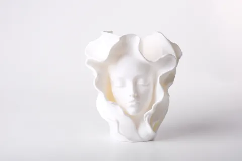 Elegant Face Vase with Flowing Petals Design — 3D printed figural vase