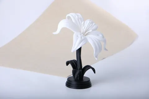 Elegant Ghost Lily Flower Sculpture — 3D printed botanical sculpture