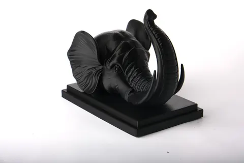 Elephant Bust Sculpture with Raised Trunk — 3D printed animal figurine