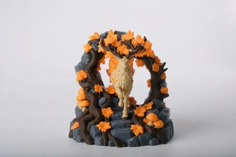 Enchanted Autumn Stag Fantasy Figurine — 3D printed animal figurine