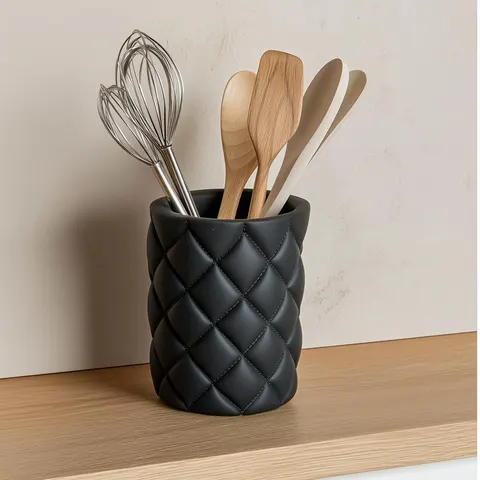 Fabric Vase In Rhombus With Ties — 3D printed geometric vase