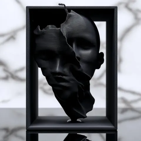 Face In Cube — 3D printed face sculpture