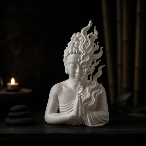 Flame Buddha Sculpture — 3D printed bust sculpture