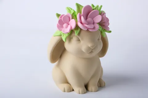 Floral Bunny Sculpture — 3D printed animal figurine