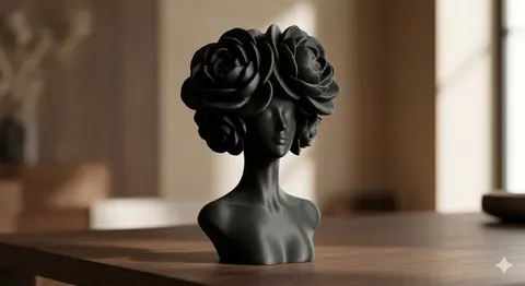 Floral Muse Bust Sculpture — 3D printed bust sculpture