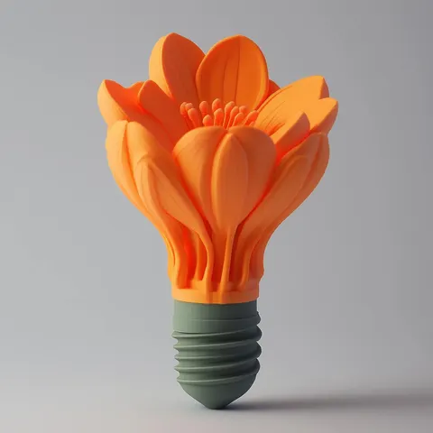 Flower In Light Bulb — 3D printed botanical sculpture