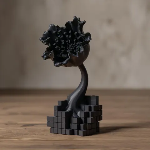Flower With Cubes — 3D printed botanical sculpture