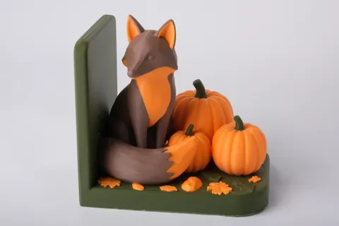 Fox & Pumpkins Bookend — 3D printed animal tray