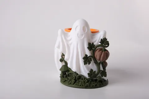 Ghost Planter with Pumpkin — 3D printed seasonal vase