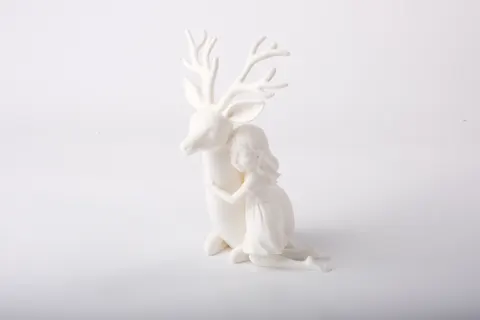 Girl and Deer Sculpture Woodland Friendship Statue — 3D printed bust sculpture