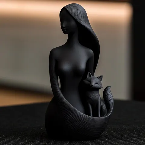 Girl And Fox — 3D printed bust sculpture