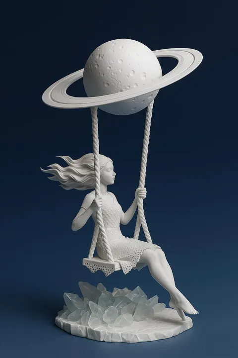 Girl On Swing With Jupiter — 3D printed bust sculpture