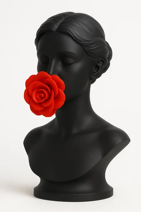 Girl Statue With Rose — 3D printed bust sculpture