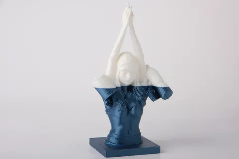 Girl Swimming in Polluted Water Sculpture — 3D printed bust sculpture