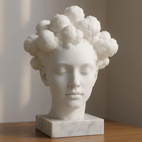 Girl Thoughts In Clouds — 3D printed bust sculpture