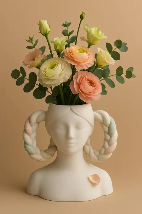 Girl With Braid Vase — 3D printed figural vase