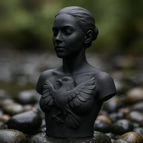 Girl With Eagle — 3D printed bust sculpture