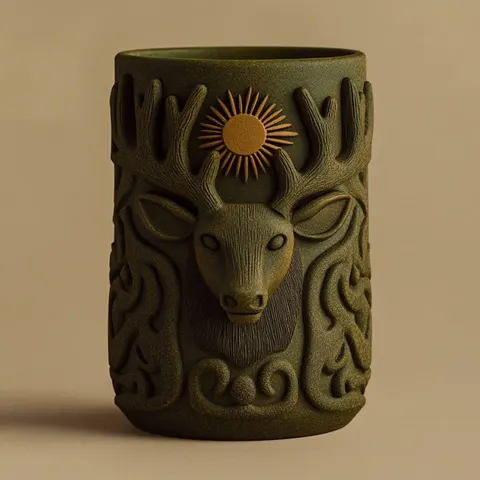 Glass Deer And Sun — 3D printed figural vase
