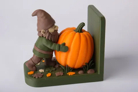 Gnome Bookend with Pumpkin — 3D printed bust sculpture
