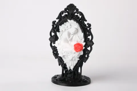 Gothic Rose Cameo Sculpture — 3D printed wall decor piece