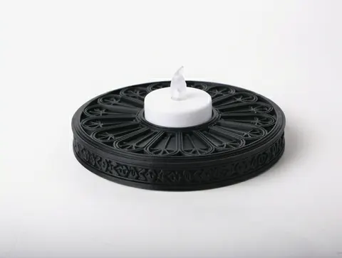 Gothic Rose Window LED Candle Holder — 3D printed lamp