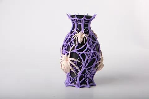 Gothic Spider Web Vase with Spiders — 3D printed seasonal vase