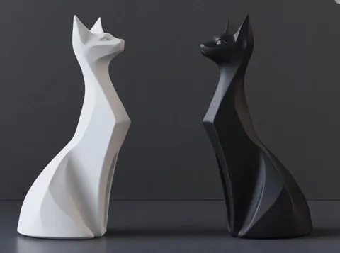 Graceful Cat Чёрный — 3D printed cat figurine