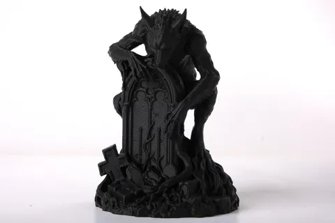 Graveyard Werewolf Sculpture in Dark Gothic Style — 3D printed gothic figurine