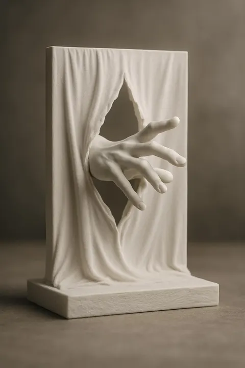 Hand From Fabric Stand — 3D printed face sculpture