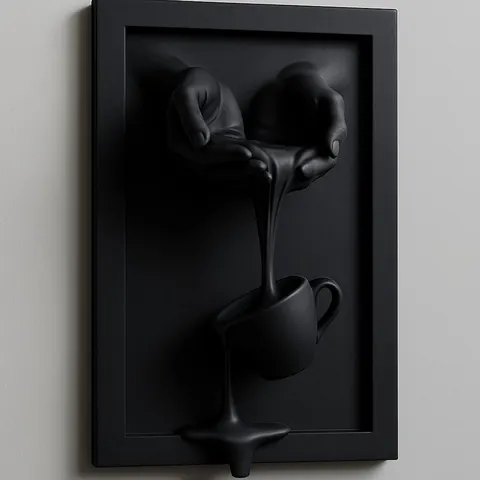 Hands Spill Water In The Painting — 3D printed wall decor piece