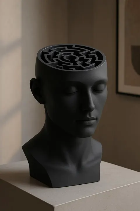 Head With Labyrinth — 3D printed face sculpture