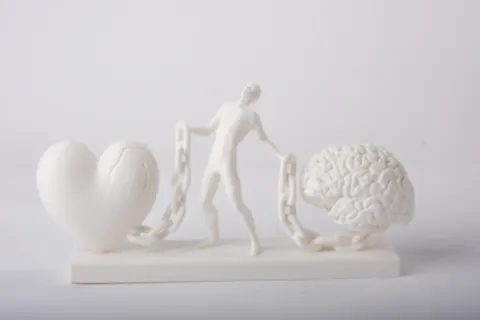 Heart and Brain Balance Sculpture — 3D printed gothic figurine