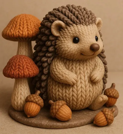 Hedgehog With Mushrooms — 3D printed decor piece