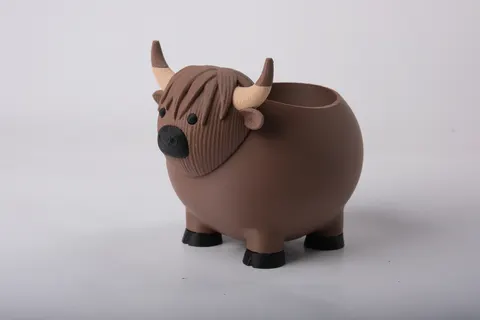 Highland Cow Desk Organizer — 3D printed animal tray